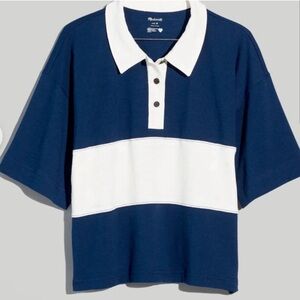 Madewell Womens Striped Rugby Polo Shirt Oversized S